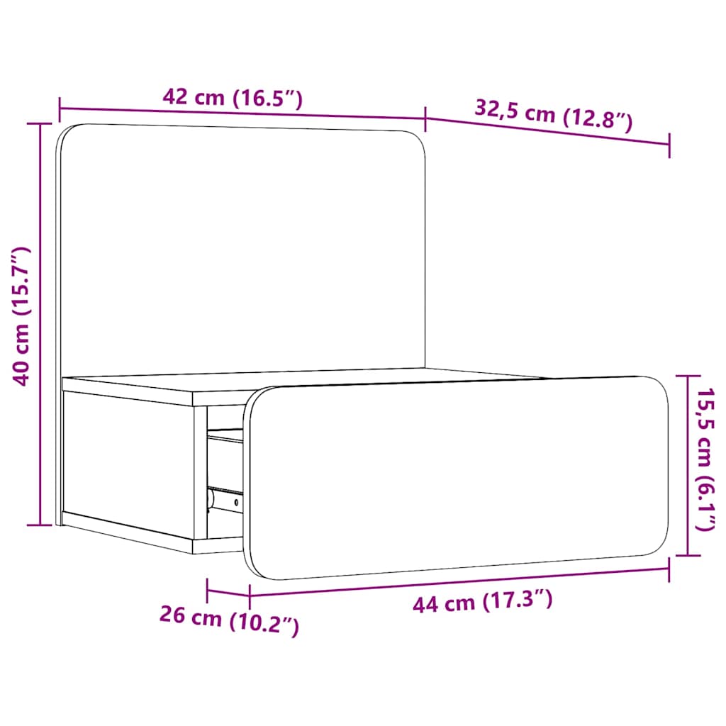 Sengebord Med Skuffe Hvid 44 X 32.5 X 40 Cm Massivt Fyrretræ - Billede 12