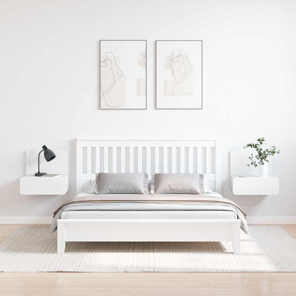 Sengebord 2 Pcs Hvid 44 X 32.5 X 40 Cm Massivt Fyrretræ - Billede 4