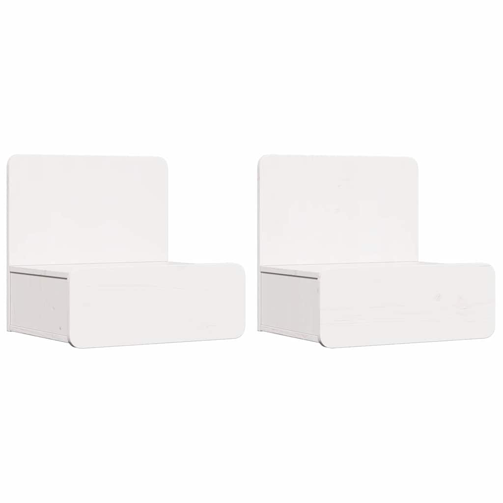 Sengebord 2 Pcs Hvid 44 X 32.5 X 40 Cm Massivt Fyrretræ - Billede 2