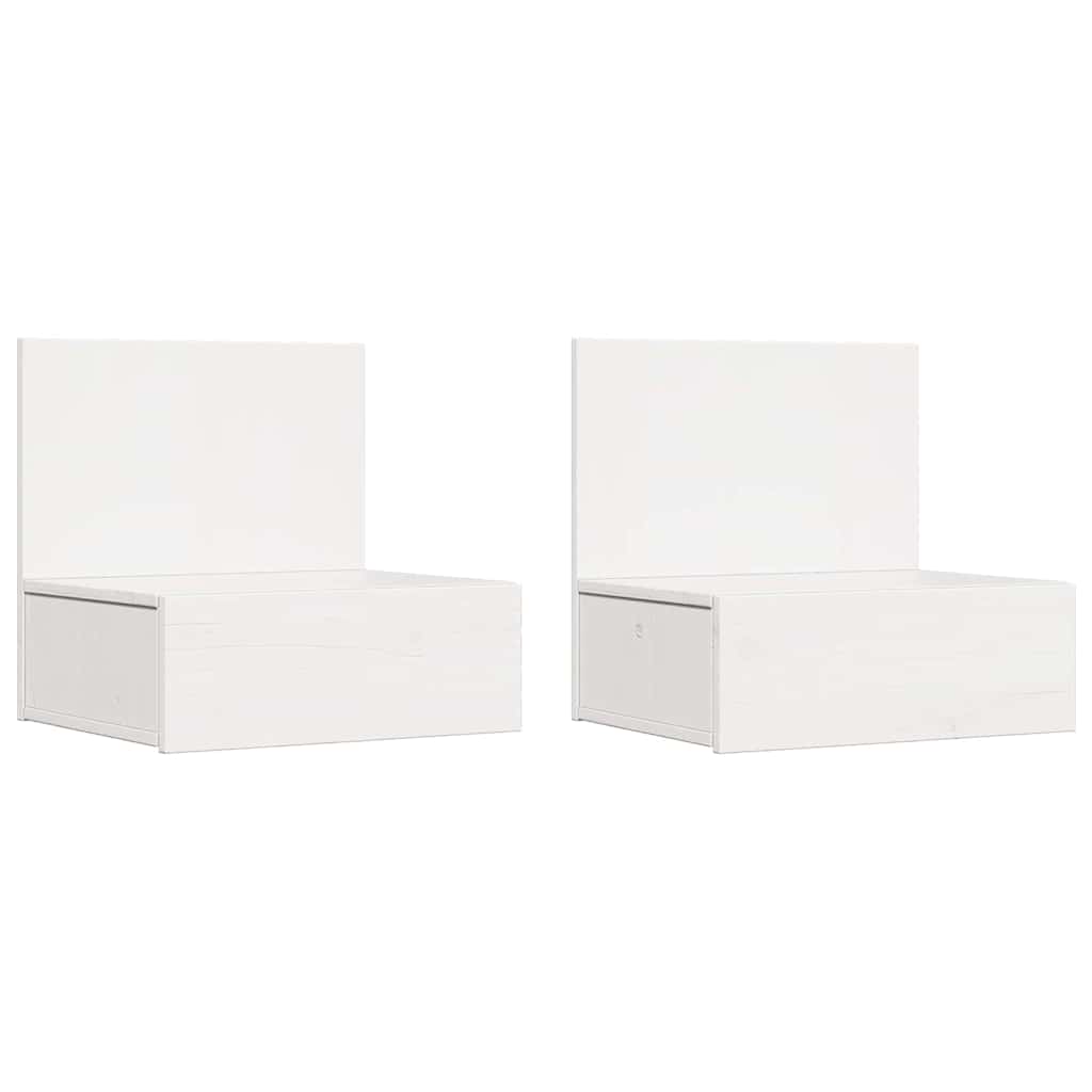 Sengebord 2 Pcs Hvid 42 X 32,5 X 40 Cm Massivt Fyrretræ - Billede 2