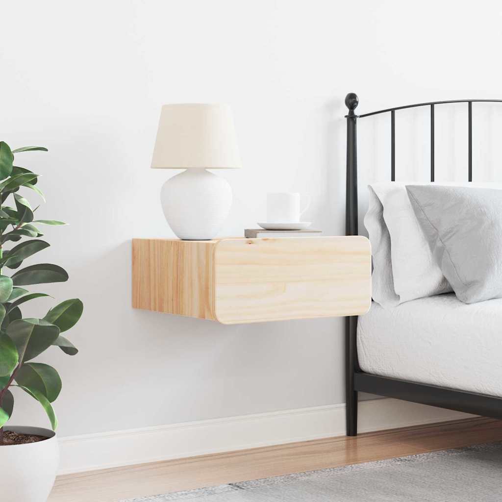 Sengebord Med Skuffe Brun 39 X 34 X 16.5 Cm Massivt Fyrretræ - Billede 4
