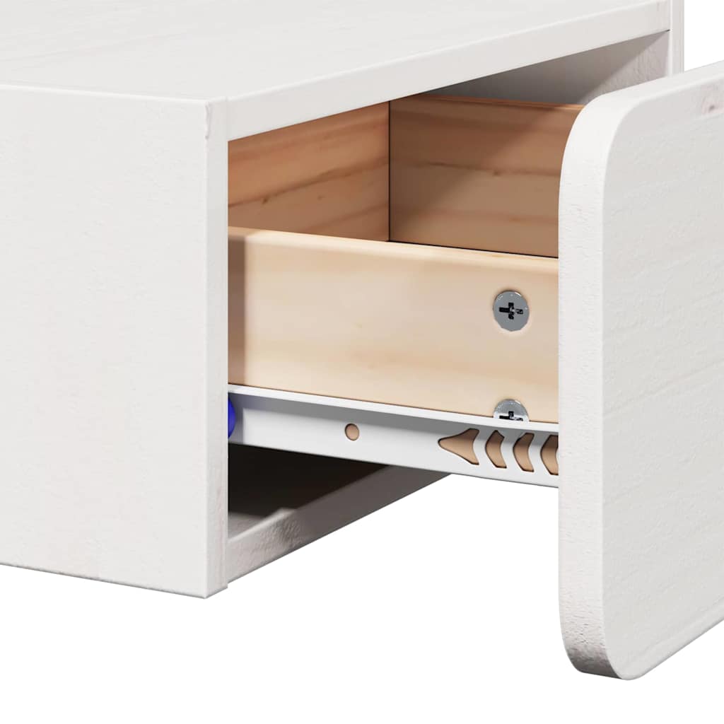 Sengebord Med Skuffe Hvid 39 X 34 X 16.5 Cm Massivt Fyrretræ - Billede 10