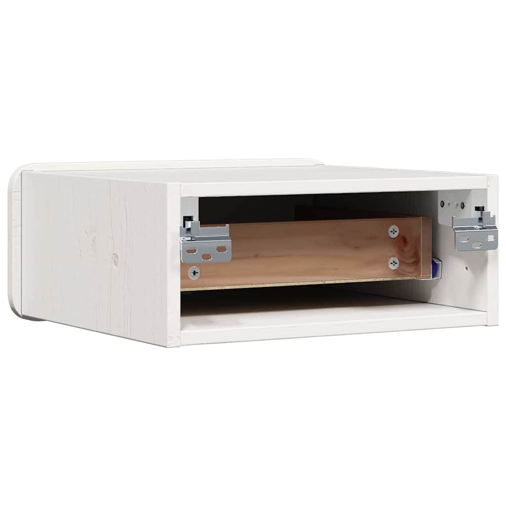 Sengebord Med Skuffe Hvid 39 X 34 X 16.5 Cm Massivt Fyrretræ - Billede 8