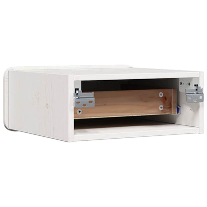 Sengebord Med Skuffe Hvid 39 X 34 X 16.5 Cm Massivt Fyrretræ - Billede 8