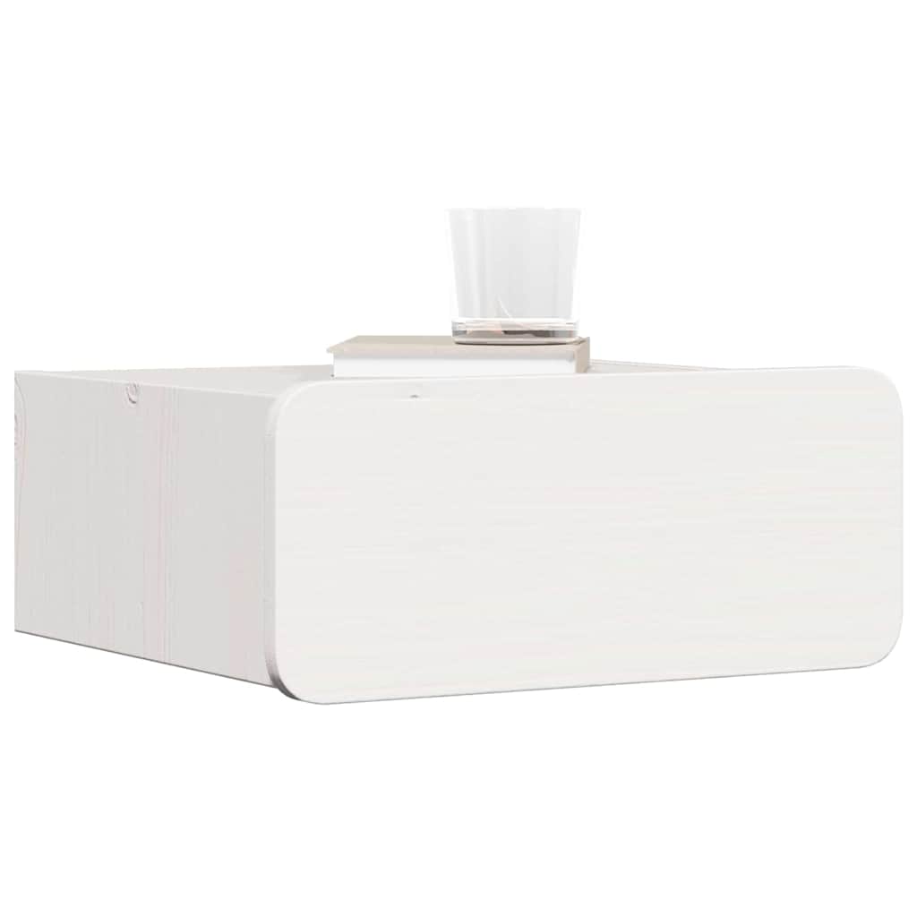 Sengebord Med Skuffe Hvid 39 X 34 X 16.5 Cm Massivt Fyrretræ - Billede 3