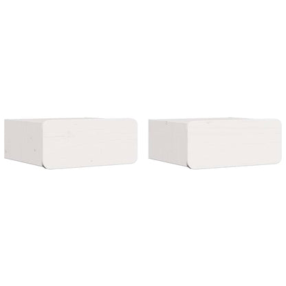 Sengebord 2 Pcs Hvid 39 X 34 X 16.5 Cm Massivt Fyrretræ - Billede 2