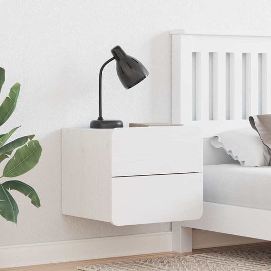 Sengebord 2 Pcs Hvid 39 X 34 X 33 Cm Massivt Fyrretræ - Hovedbillede