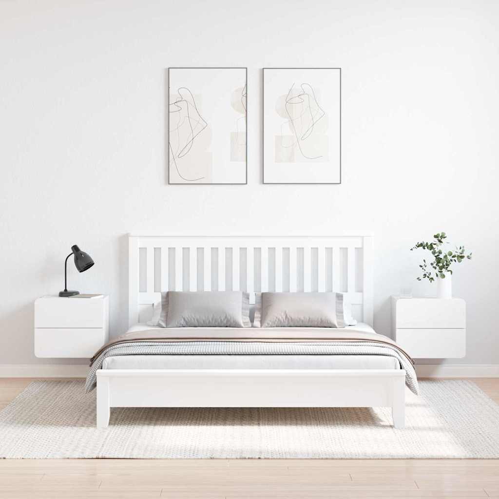 Sengebord 2 Pcs Hvid 39 X 34 X 33 Cm Massivt Fyrretræ - Billede 4