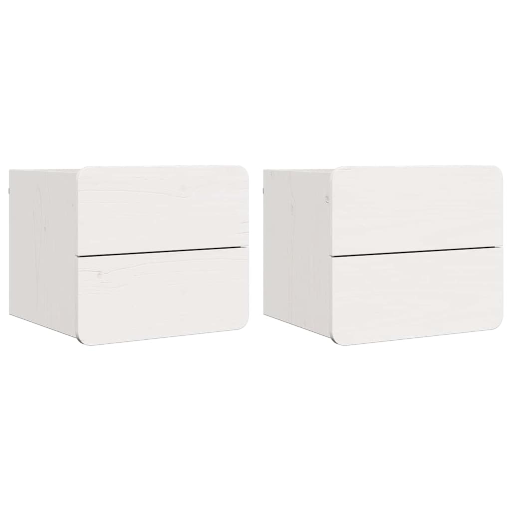 Sengebord 2 Pcs Hvid 39 X 34 X 33 Cm Massivt Fyrretræ - Billede 2