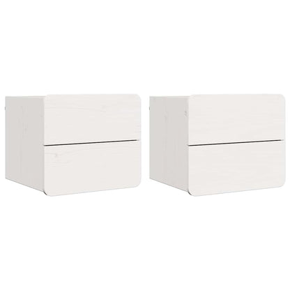 Sengebord 2 Pcs Hvid 39 X 34 X 33 Cm Massivt Fyrretræ - Billede 2