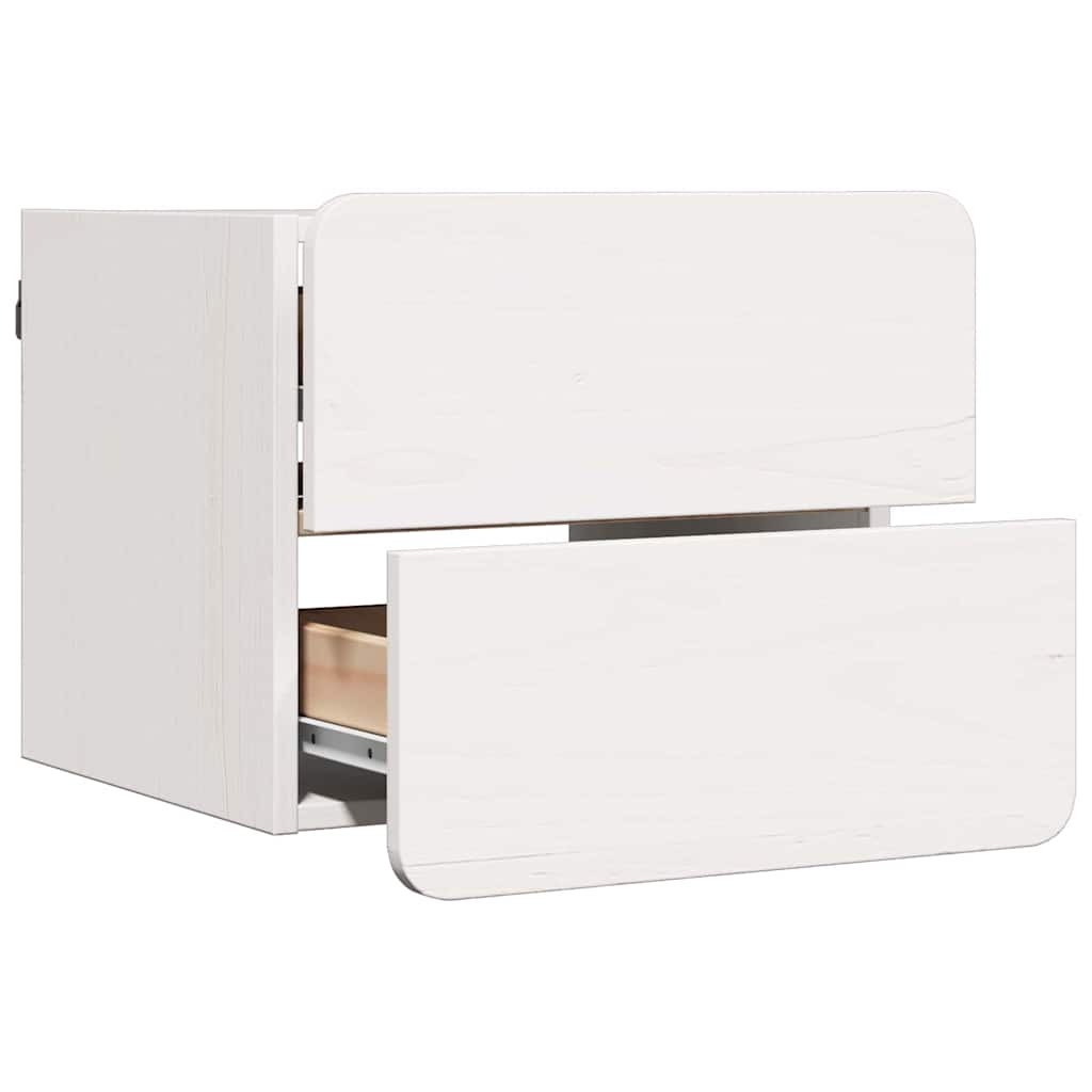 Sengebord 2 Pcs Hvid 39 X 34 X 33 Cm Massivt Fyrretræ - Billede 6