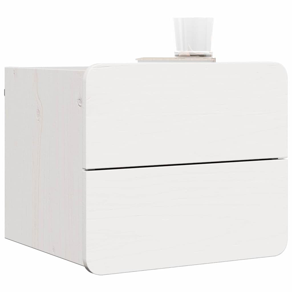 Sengebord 2 Pcs Hvid 39 X 34 X 33 Cm Massivt Fyrretræ - Billede 3