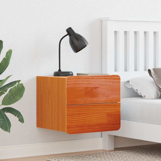 Sengebord 2 Pcs Brun 39 X 34 X 33 Cm Massivt Fyrretræ - Hovedbillede