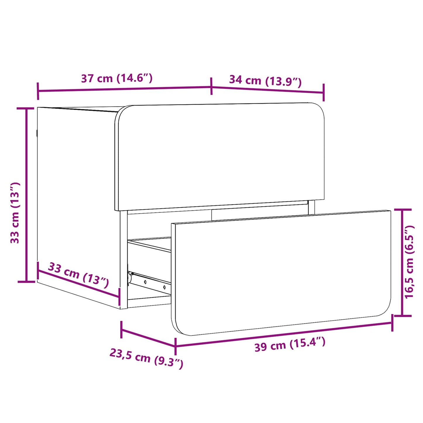 Sengebord 39 X 34 X 33 Cm Massivt Fyrretræ - Billede 14