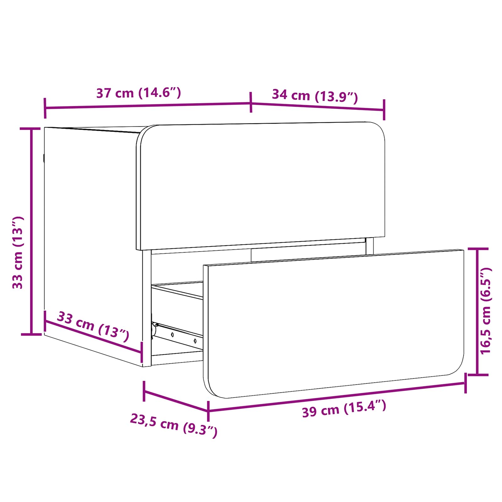 Sengebord 39 X 34 X 33 Cm Massivt Fyrretræ - Billede 14