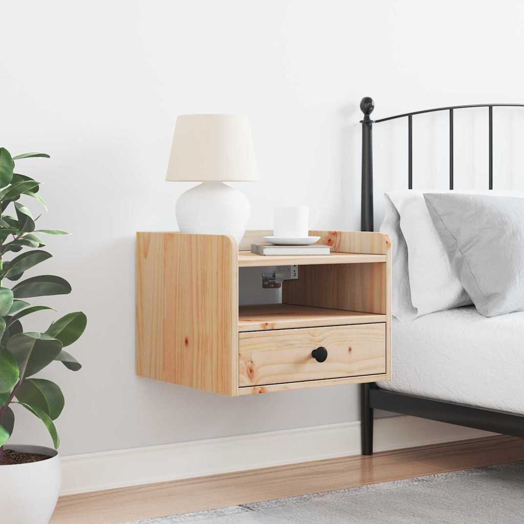 Sengebord Med Skuffe Brun 38 X 36 X 29.5 Cm Massivt Fyrretræ - Billede 4