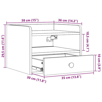 Sengebord Med Skuffe Hvid 38 X 36 X 29.5 Cm Massivt Fyrretræ - Billede 13