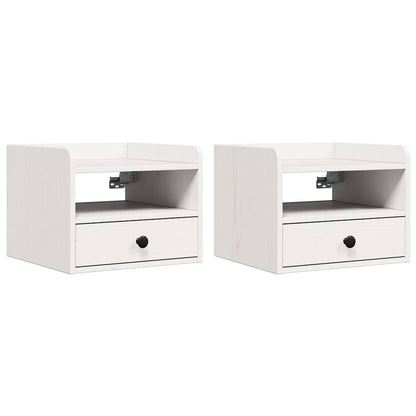 Sengebord 2 Pcs Hvid 38 X 36 X 29.5 Cm Massivt Fyrretræ - Billede 2