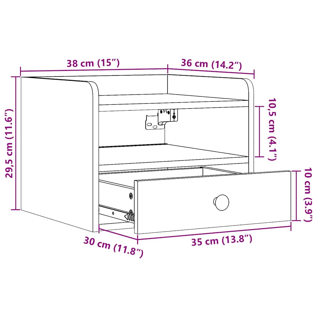 Sengebord Voks 38 X 36 X 29,5 Cm Massivt Fyrretræ - Billede 13