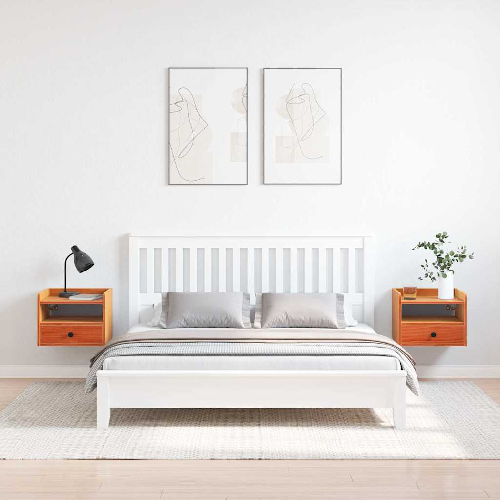 Sengebord 2 Pcs Gyldenbrun 38 X 36 X 29.5 Cm Massivt Fyrretræ - Billede 4