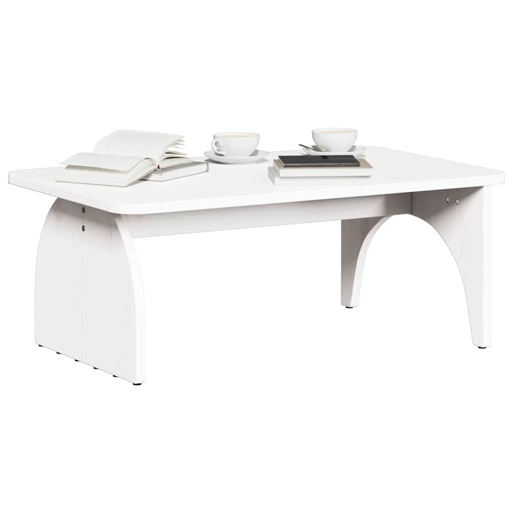 Sofabord Hvid 80 X 50 X 31 Cm Massivt Fyrretræ - Billede 3