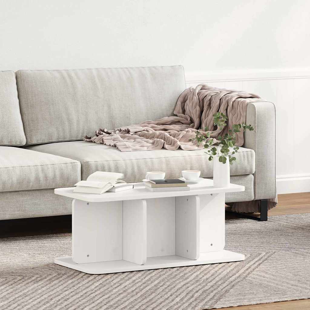 Sofabord Hvid 80 X 39.5 X 33.5 Cm Massivt Fyrretræ - Billede 4