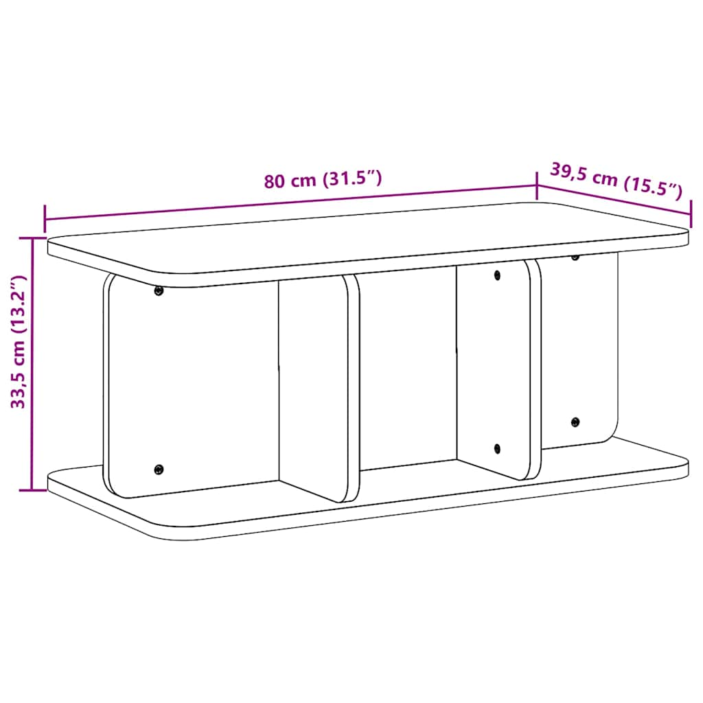 Sofabord 80 X 39,5 X 33,5 Cm Massivt Fyrretræ - Billede 13