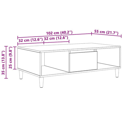 Sofabord 102 X 55 X 35 Cm Konstrueret Træ - Billede 12