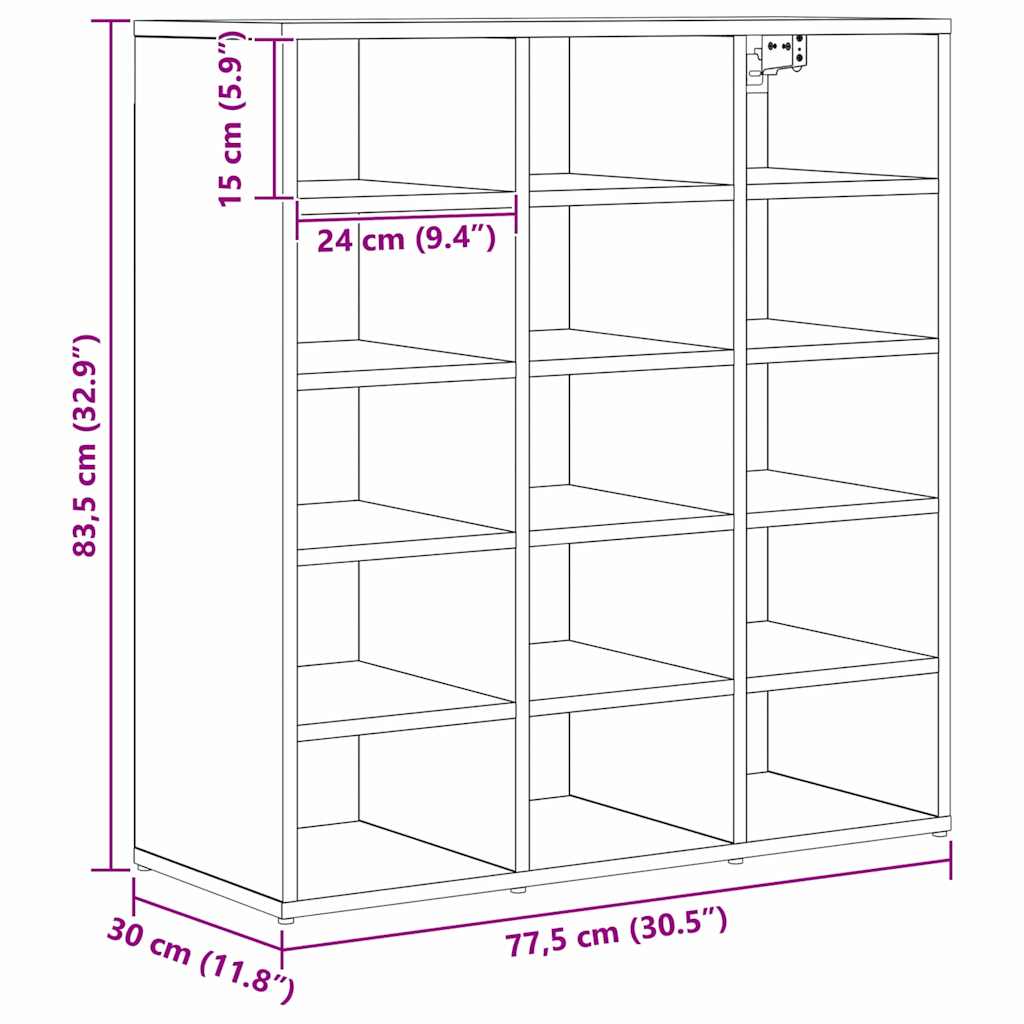 Sko Skab Artisan Egetræ 77,5 X 30 X 83,5 Cm Konstrueret Træ - Billede 10