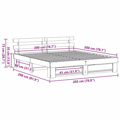 Sengestel Med Hovedgærde Brun 200 X 200 Cm Massivt Fyrretræ - Billede 10
