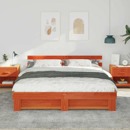 Sengestel Med Hovedgærde Brun 180 X 200 Cm Massivt Fyrretræ - Billede 4