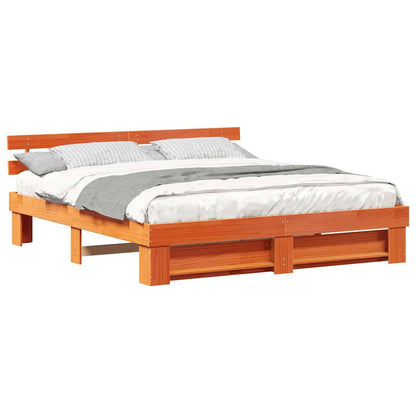 Sengestel Med Hovedgærde Brun 180 X 200 Cm Massivt Fyrretræ - Billede 3