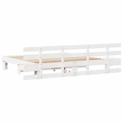 Sengestel Med Skuffe Hvid 200 X 200 Cm Træ - Billede 7