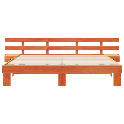 Sengestel Med Skuffe Brun 200 X 200 Cm Massivt Fyrretræ - Billede 5