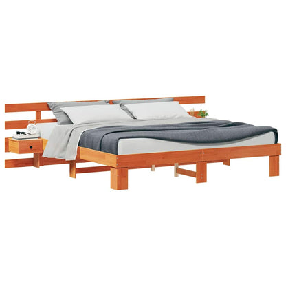 Sengestel Med Skuffe Brun 200 X 200 Cm Massivt Fyrretræ - Billede 3