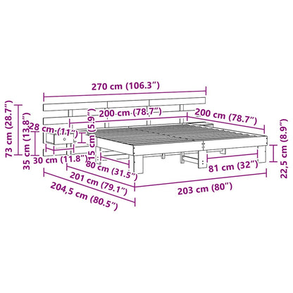 Sengestel Med Skuffe Brun 200 X 200 Cm Massivt Fyrretræ - Billede 11