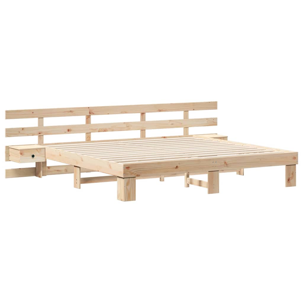 Sengestel Med Skuffe Brun Massivt Træ - Billede 2