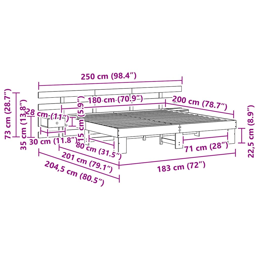 Sengestel Med Skuffe Brun Massivt Træ - Billede 11