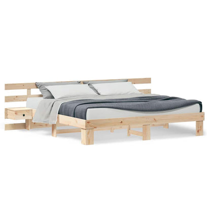 Sengestel Med Skuffe Brun Massivt Træ - Billede 4