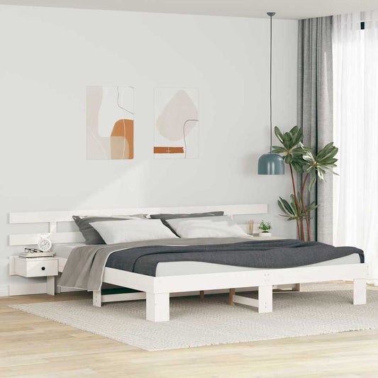 Sengestel Med Skuffe Hvid 180 X 200 Cm Træ - Hovedbillede