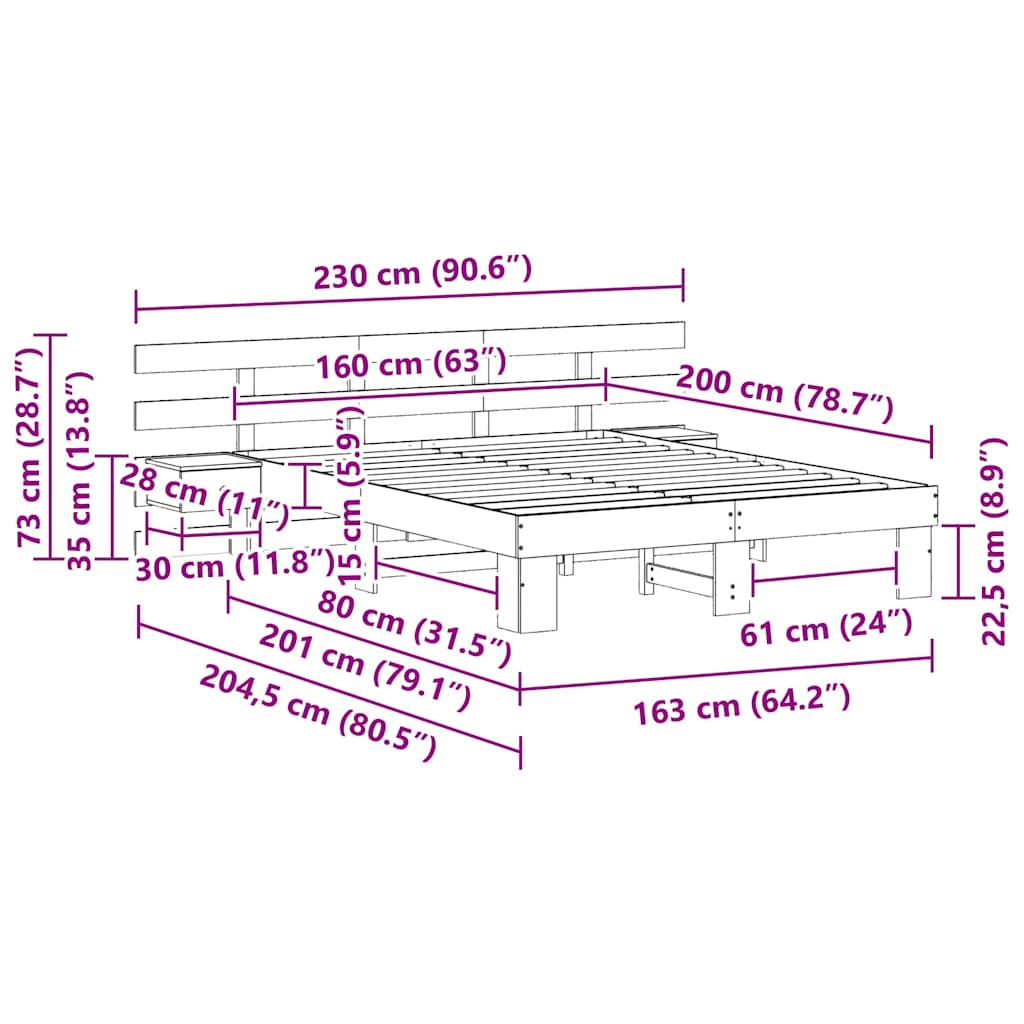 Sengestel Med Skuffe Brun Massivt Fyrretræ - Billede 11