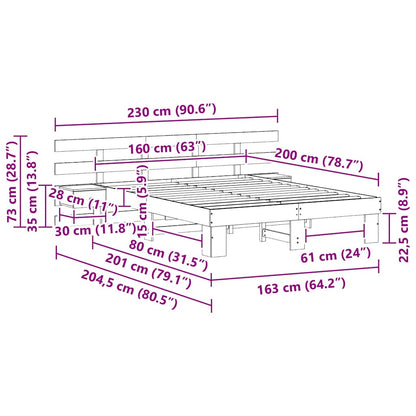 Sengestel Med Skuffe Hvid 160 X 200 Cm - Billede 11