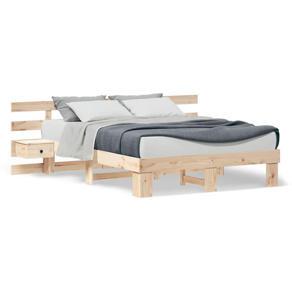 Sengestel Med Skuffe Brun Massivt Fyrretræ Og Massivt Fyrretræ - Billede 4