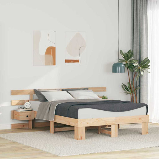 Sengestel Med Skuffe Brun 120 X 190 Cm Massivt Fyrretræ - Hovedbillede
