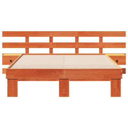 Sengestel Med Skuffe Brun 120 X 190 Cm Massivt Fyrretræ - Billede 5