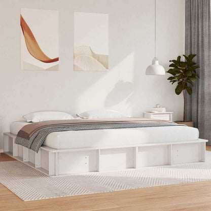 Sengestel Med Opbevaring Hvid 210 X 118 X 30 Cm Massiv Fyrretræ - Hovedbillede