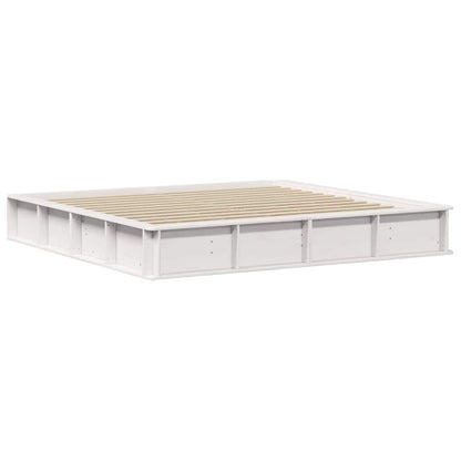 Sengestel Med Opbevaring Hvid 210 X 118 X 30 Cm Massiv Fyrretræ - Billede 2
