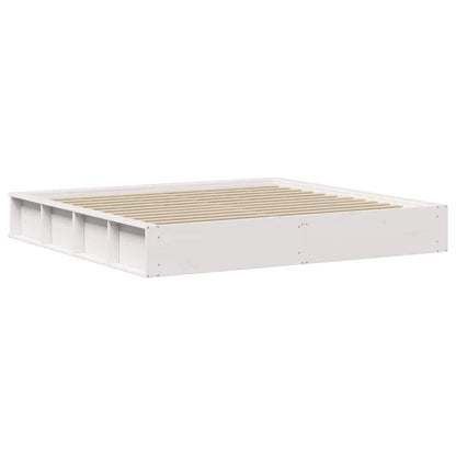 Sengestel Med Opbevaring Hvid 210 X 118 X 30 Cm Massiv Fyrretræ - Billede 7
