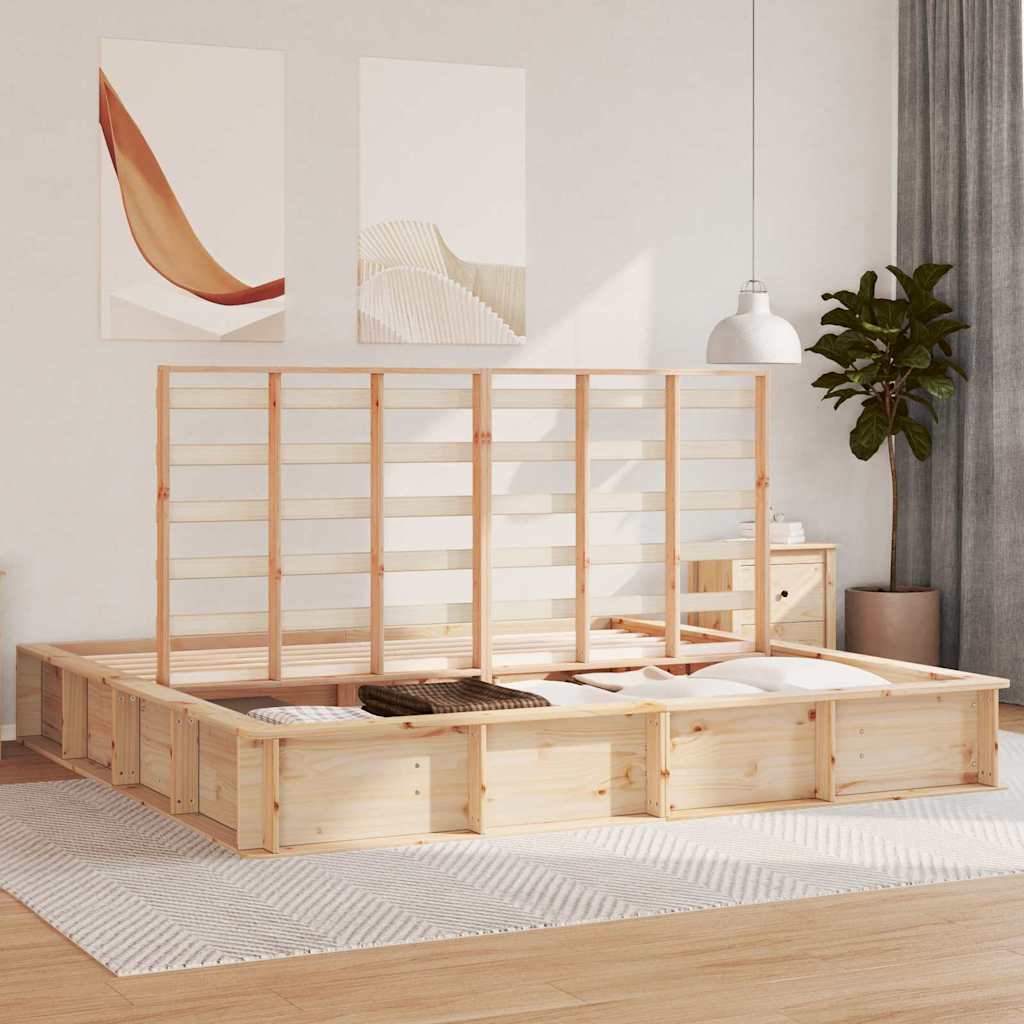 Sengestel Med Opbevaring Brun 180 X 200 Cm Træ - Billede 4