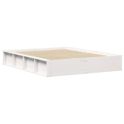 Sengestel Med Opbevaring Hvid 150 X 200 Cm Massiv Fyrretræ - Billede 7
